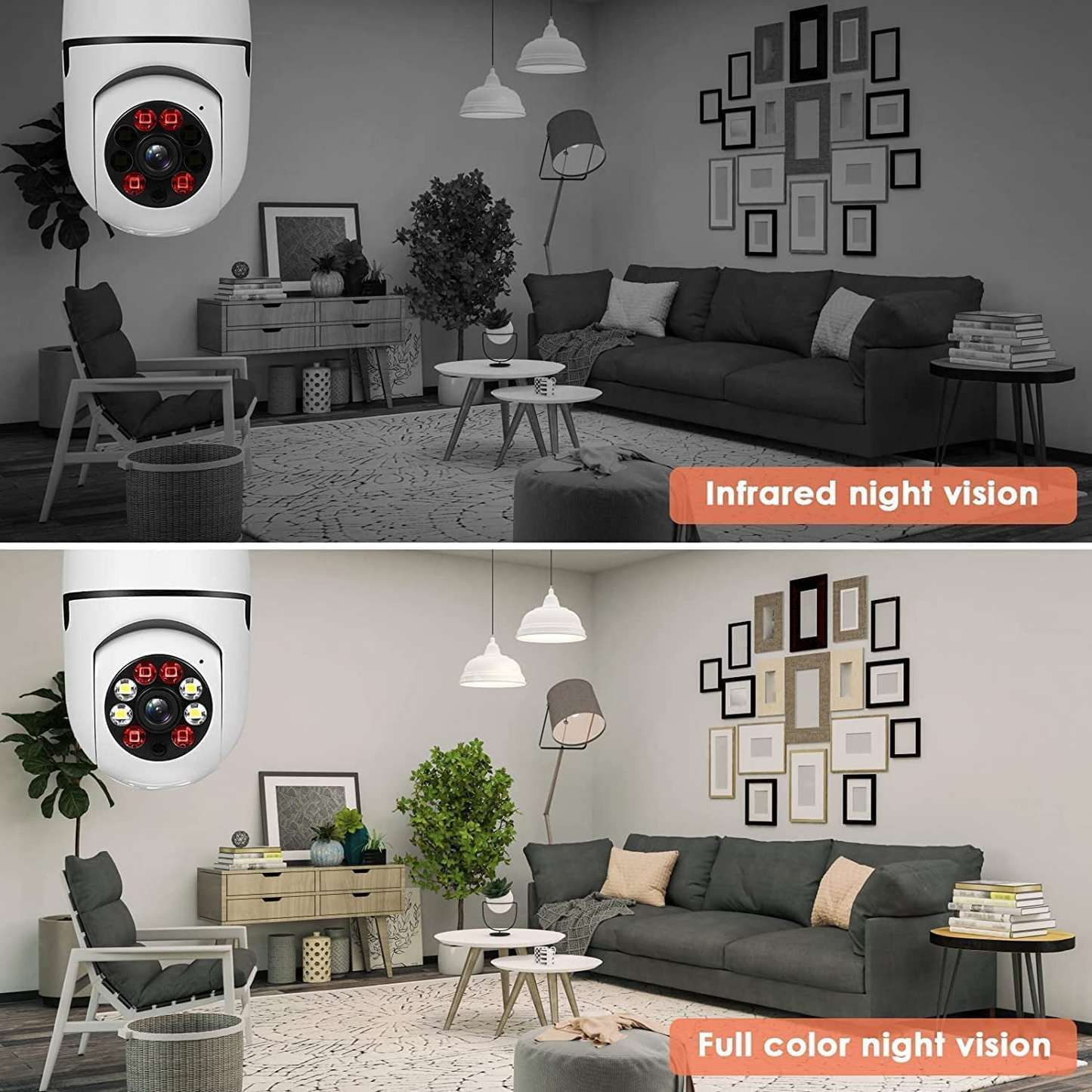 5G Dual-Band WiFi E27 Security Camera, 2 Pack