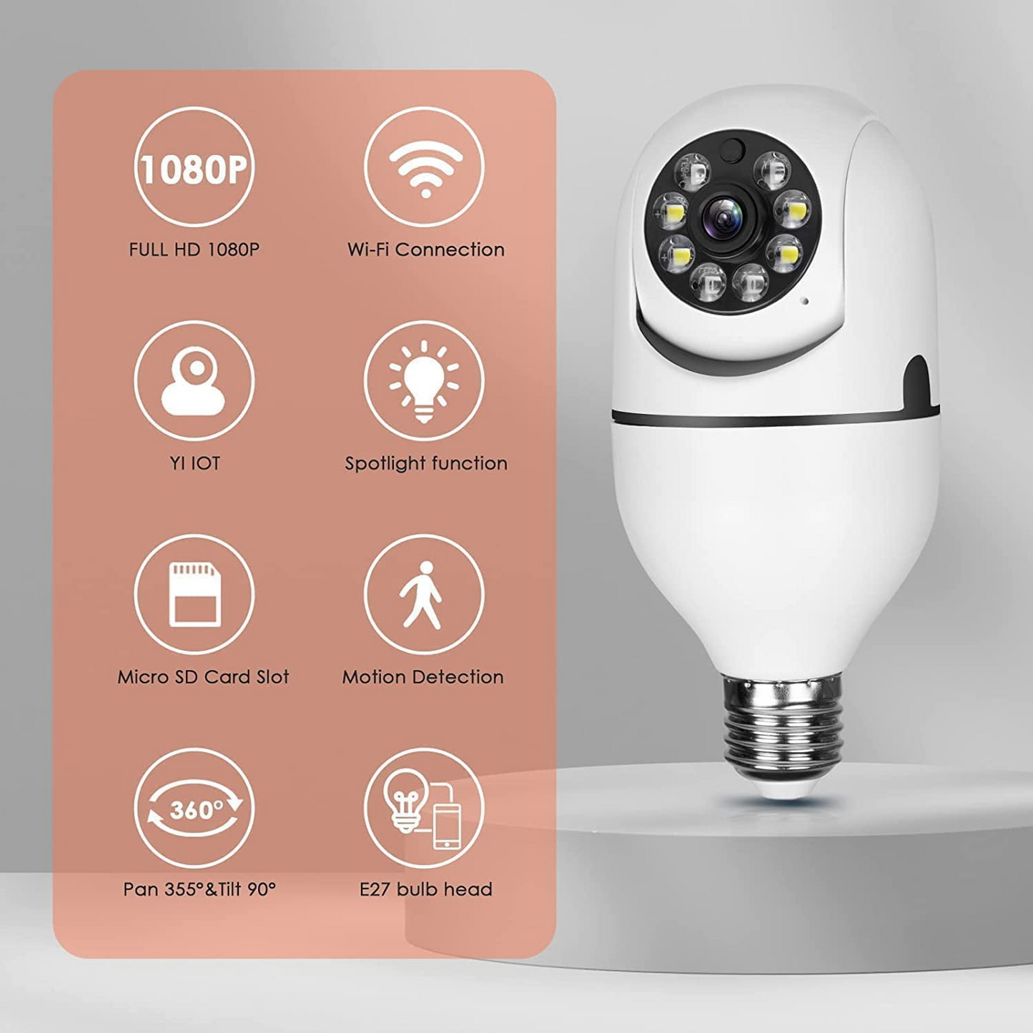 5G Dual-Band WiFi E27 Security Camera, 2 Pack