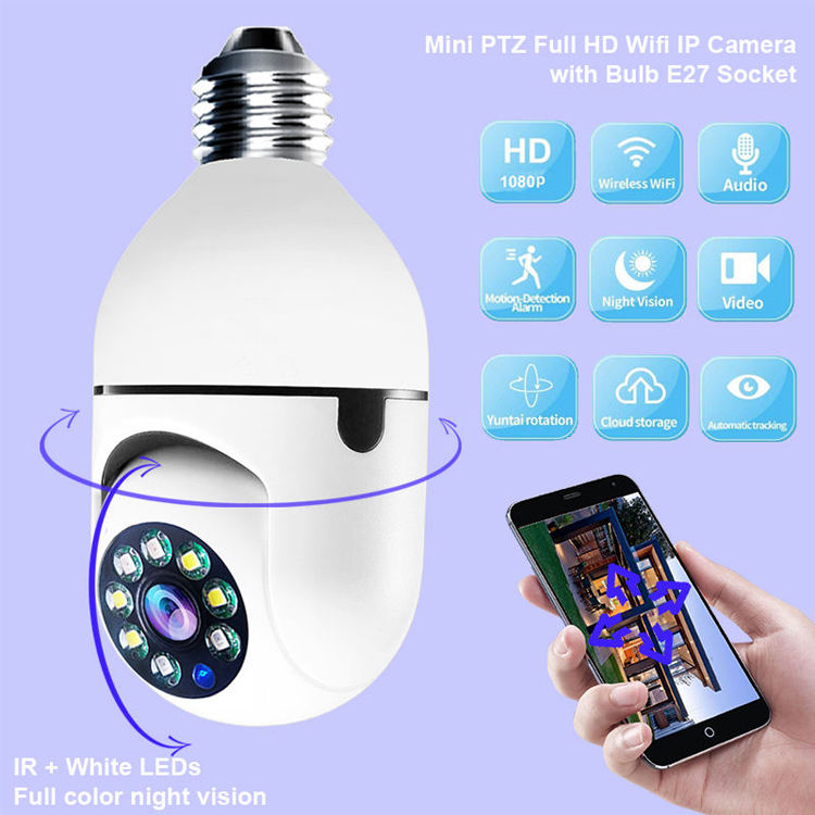 YI IOT 5G 1080P E27 WiFi Light Bulb Camera - 360° PTZ, Night Vision CCTV Security