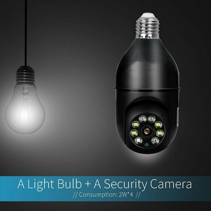 5G WiFi Surveillance Camera, E27 Light Bulb, Waterproof IP65, Black